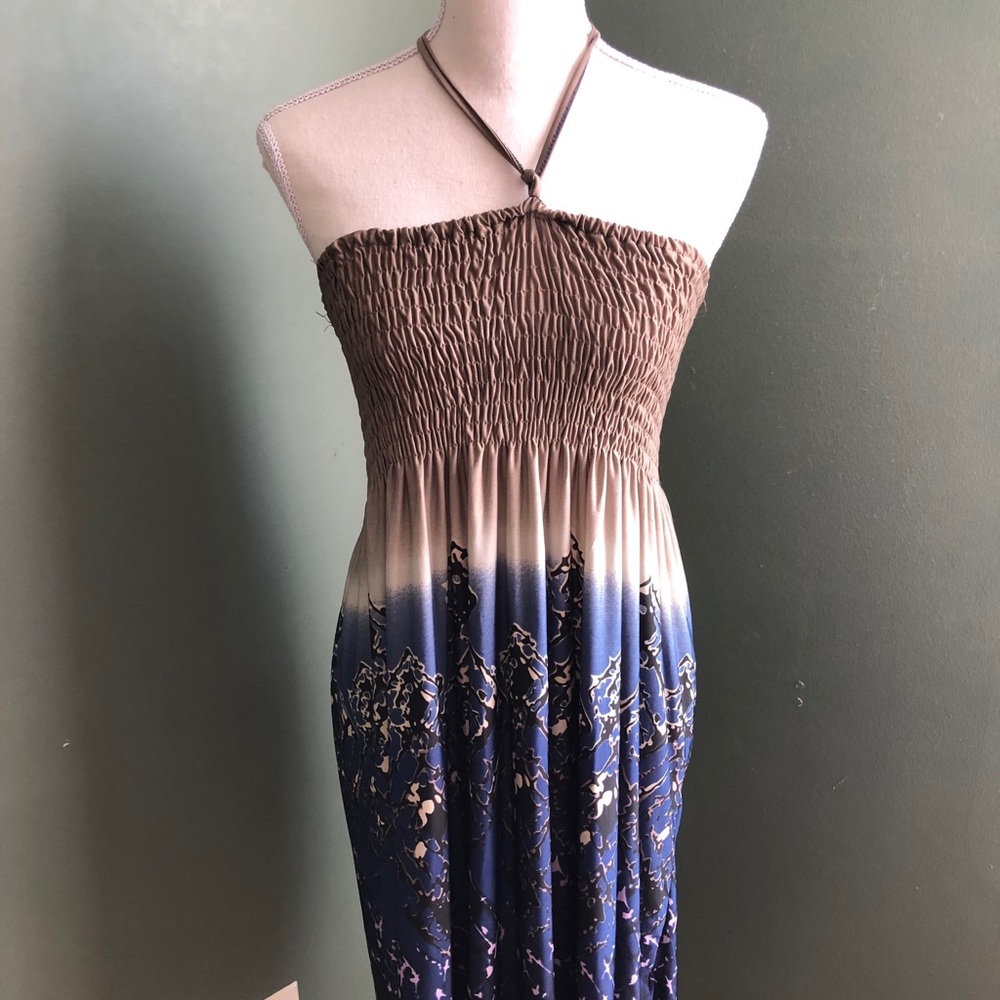Ombré Halter Dress Size M w/ Bead Accent Straps